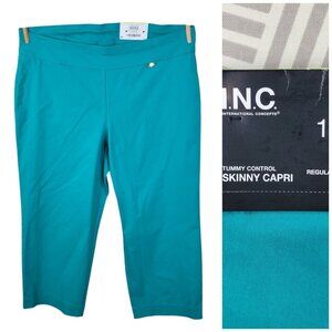 NEW INC Crop Capri Pants 18 18W Casual Pull On Capris Turquoise Blue Career